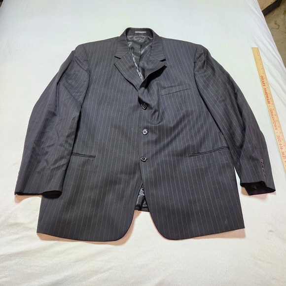 Gianfranco Ruffini Other - Gianfranco Ruffini Italy Blazer 48R Black Pinstripe 100% Wool Sport Coat Mens